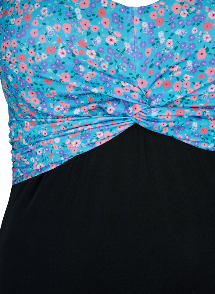 Badedragt med bøjle og regulerbare stropper, Black Ditsy Print, Packshot image number 2