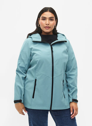 Kort softshell jakke med lommer, Arctic, Model image number 0
