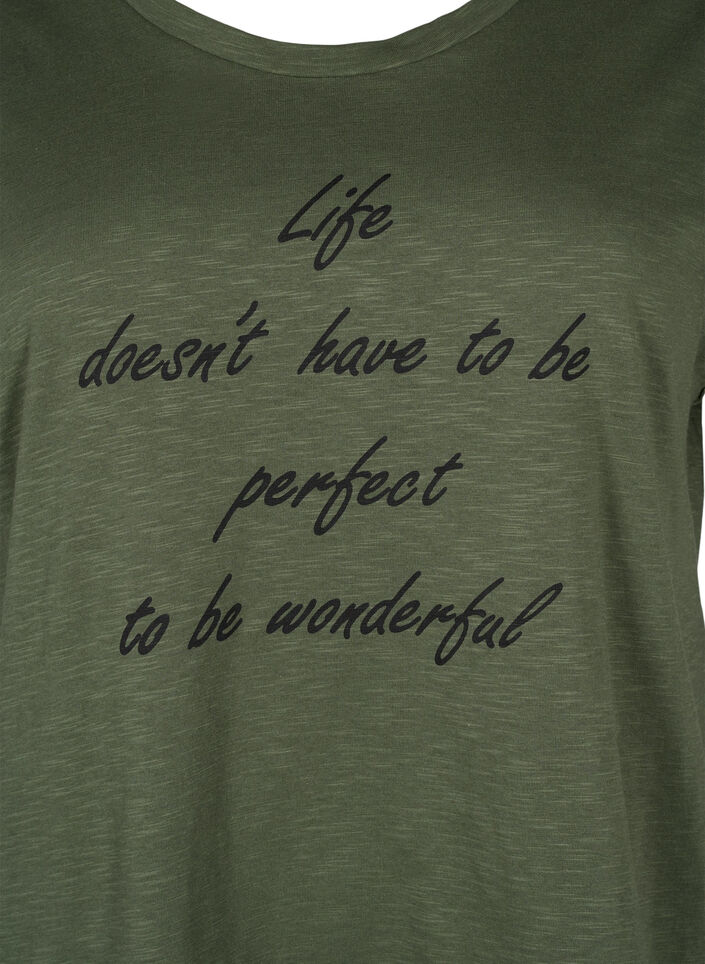 T-shirt i økologisk bomuld med tryk, Thyme w. Black Print, Packshot image number 2