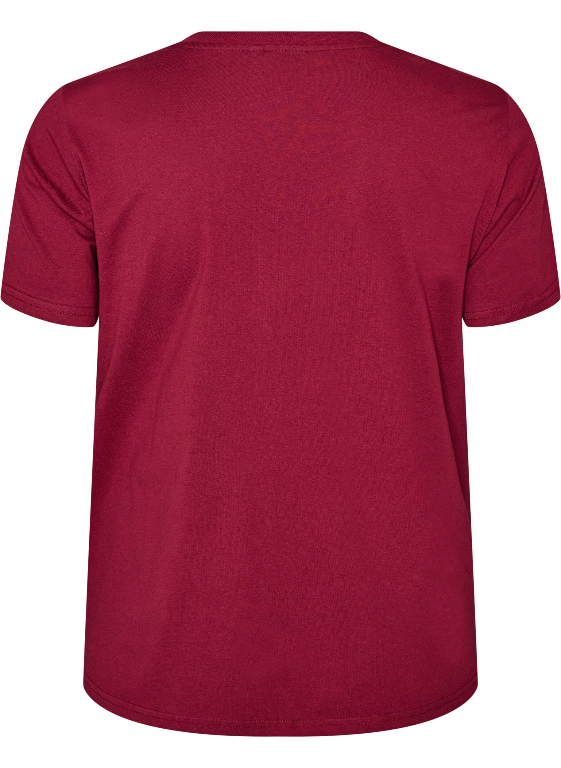 ZizziBasis t-shirt i bomuld med rund hals , R&oslash;d, Packshot image number 1