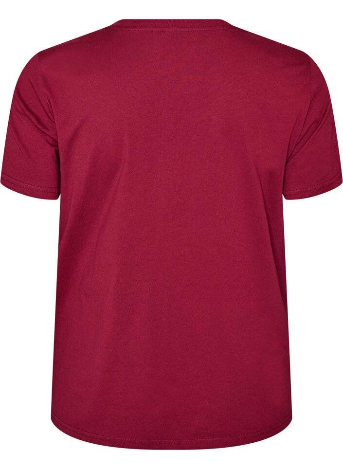 Basis t-shirt i bomuld med rund hals , R&oslash;d, Packshot image number 1