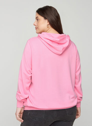Sweatshirt med hætte og lomme, Prism Pink, Model image number 1