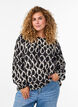 Langærmet bluse med print og sløjfer, Sort, Model image number 0