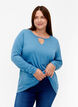 Meleret bluse med lange ærmer, Legion Blue Mel., Model image number 0