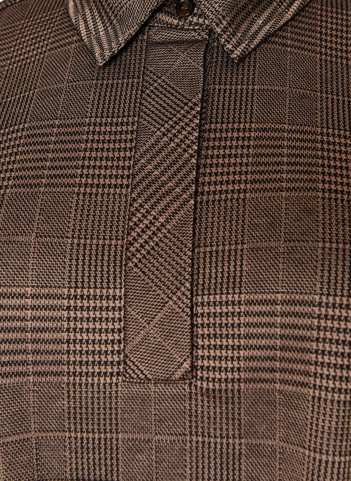 Kort kjole med ternet m&oslash;nster og skjortekrave, Brun, Packshot image number 2