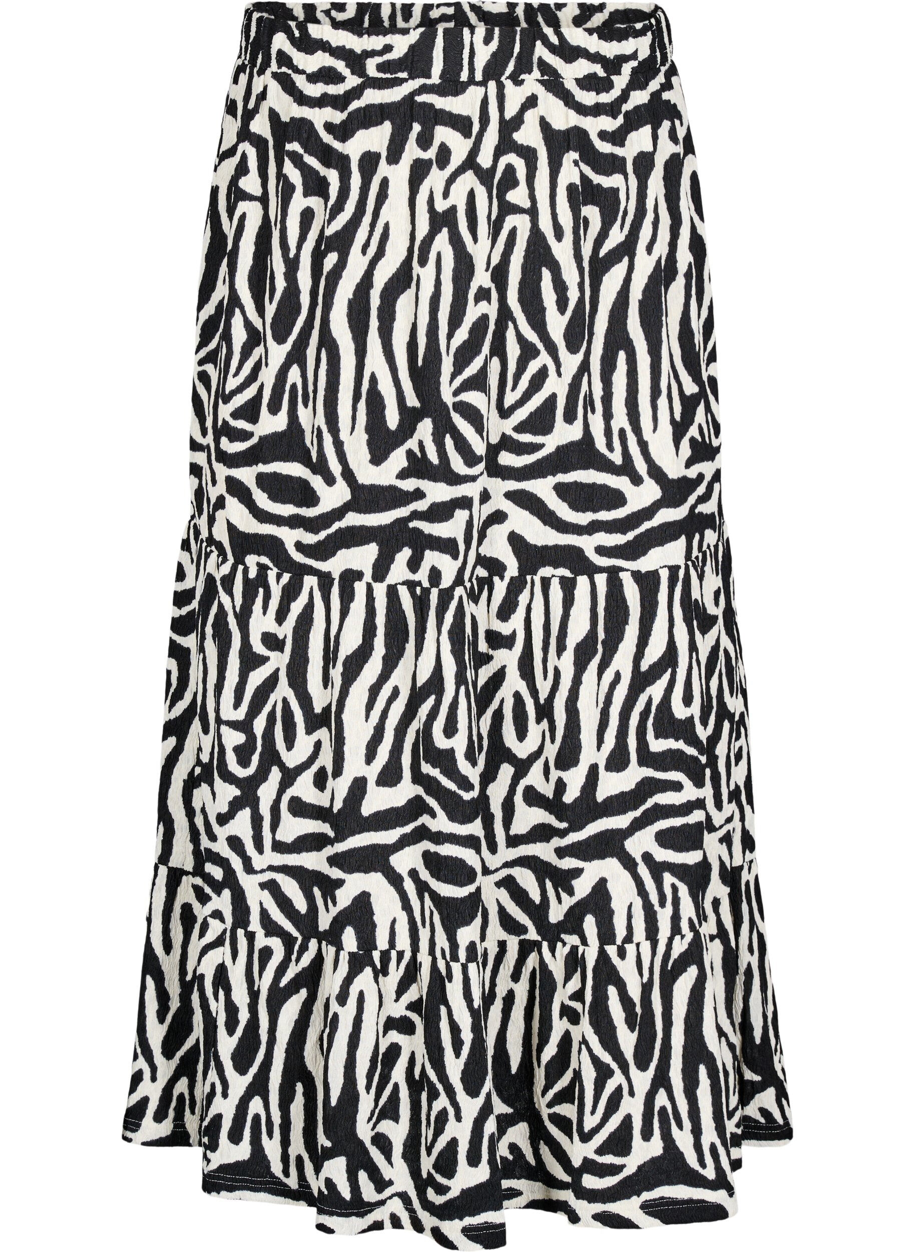 Zizzi Lang nederdel med zebram&oslash;nster, Black w. White Zebra, Packshot image number 0