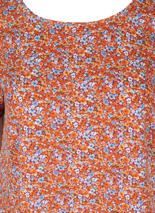 Printet kjole med korte ærmer, Orange Flower AOP, Packshot image number 2