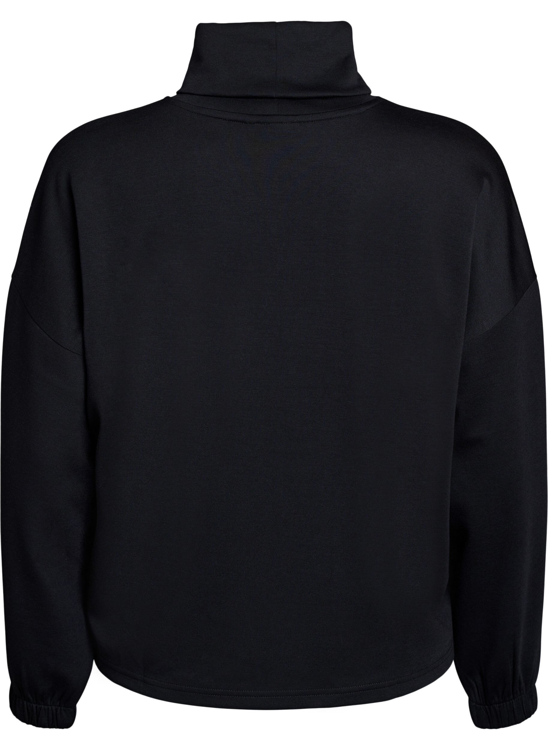 Zizzi Bluse med turtleneck i modalmix, Sort, Packshot image number 1