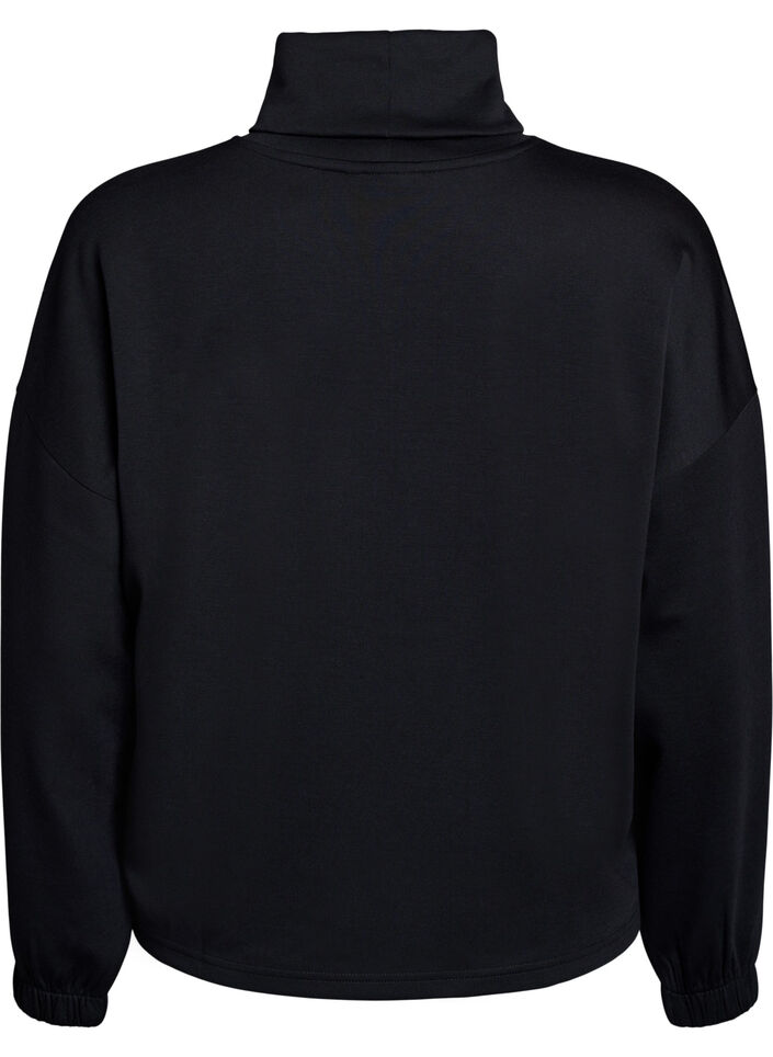 Bluse med turtleneck i modalmix, Sort, Packshot image number 1