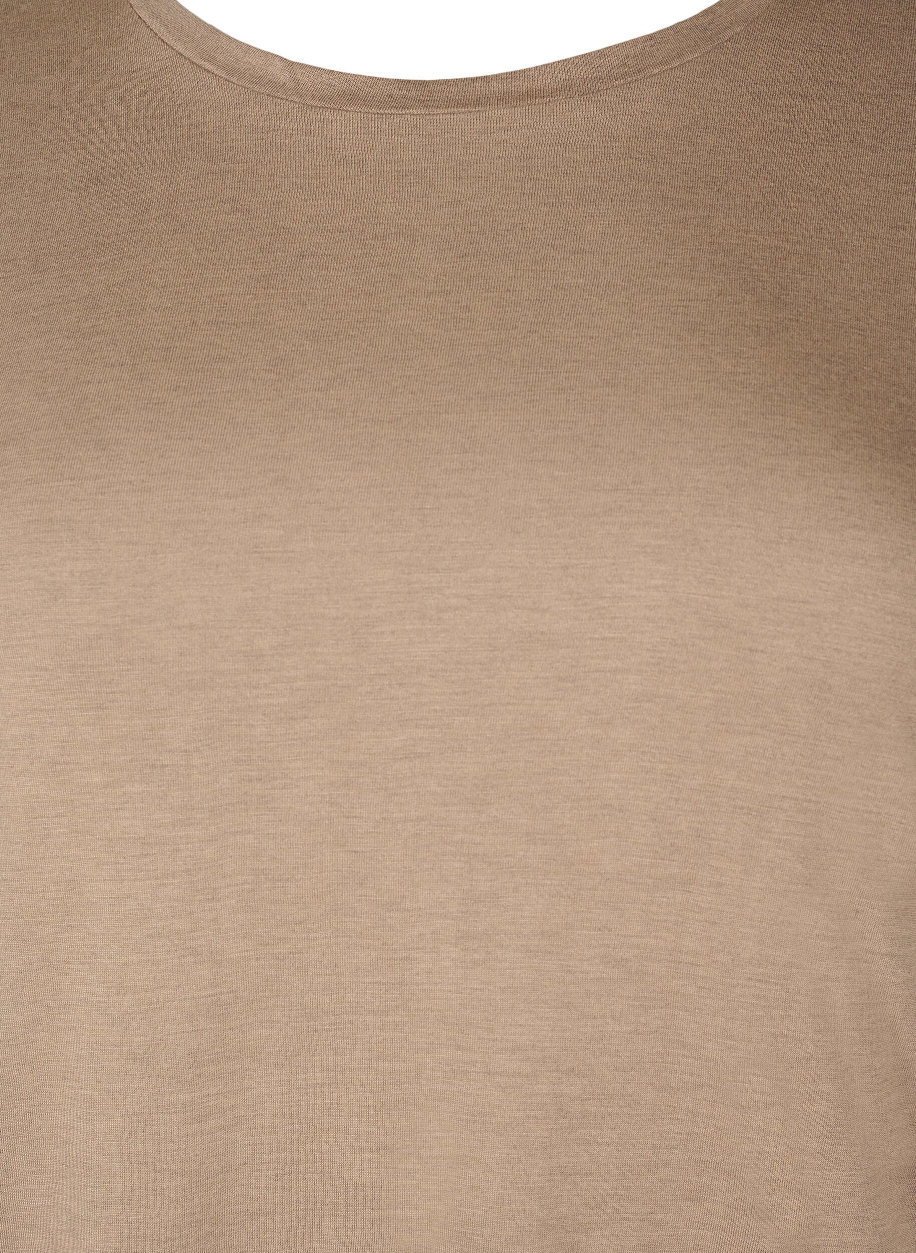 ZizziLang&aelig;rmet bluse i uld og viskose, Brun, Packshot image number 2