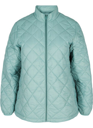 Quiltet letvægts jakke med lynlås og lommer , Sagebrush Green, Packshot image number 0