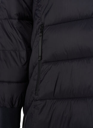 Lang quiltet vinterjakke med lommer, Black, Packshot image number 3