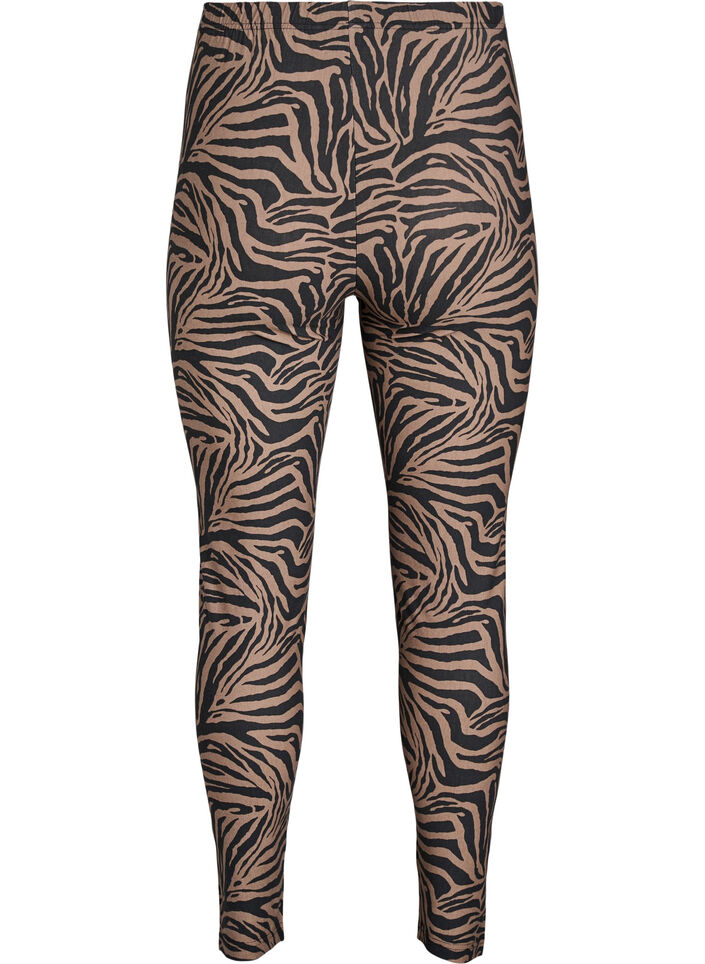 Viskose leggings med zebra print, Brun, Packshot image number 1