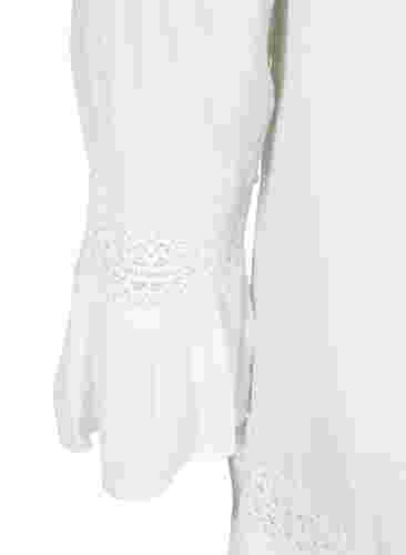 Viskose kjole med blondedetaljer, Off White, Packshot image number 3