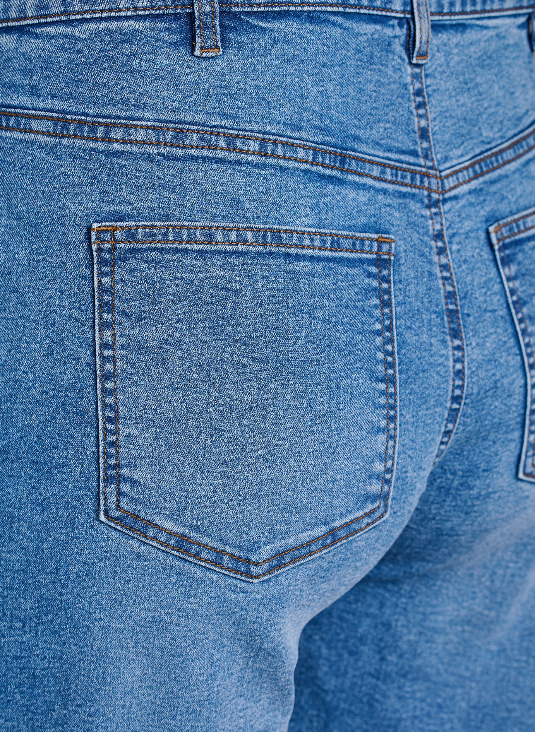 Zizzi L&oslash;se denimshorts med h&oslash;j talje, Bl&aring;, Packshot image number 3