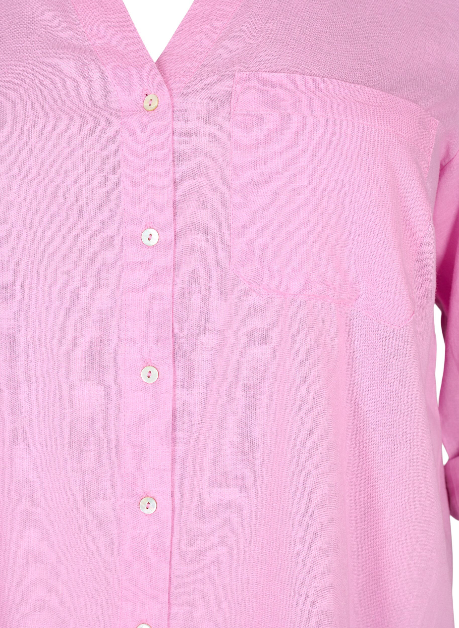 Zizzi Skjortebluse med knaplukning, Begonia Pink, Packshot image number 2