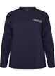 Lang&aelig;rmet jerseybluse med tekstprint, Bl&aring;, Packshot image number 0