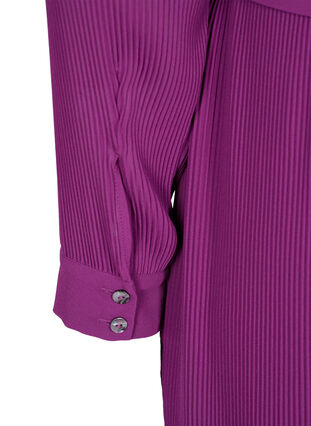 Plisseret skjortekjole med  bindebånd, Grape Juice, Packshot image number 3