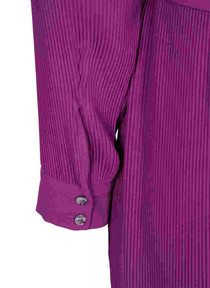 Plisseret skjortekjole med  bindebånd, Grape Juice, Packshot image number 3
