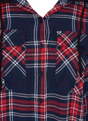 Ternet skjortejakke med hætte, Night Sky/Red Check, Packshot image number 2