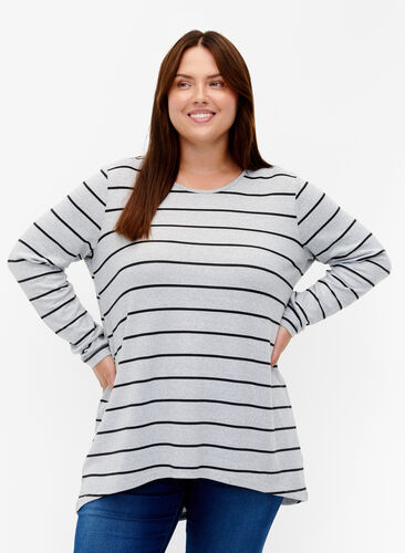 Mønstret bluse med lange ærmer, LGM Stripe, Model image number 0