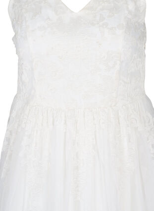 Ærmeløs brudekjole med v-udskæring, Star White, Packshot image number 2