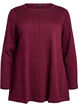 Strikbluse i bomulds-viskosemix, M&oslash;rk Bordeaux, Packshot image number 0