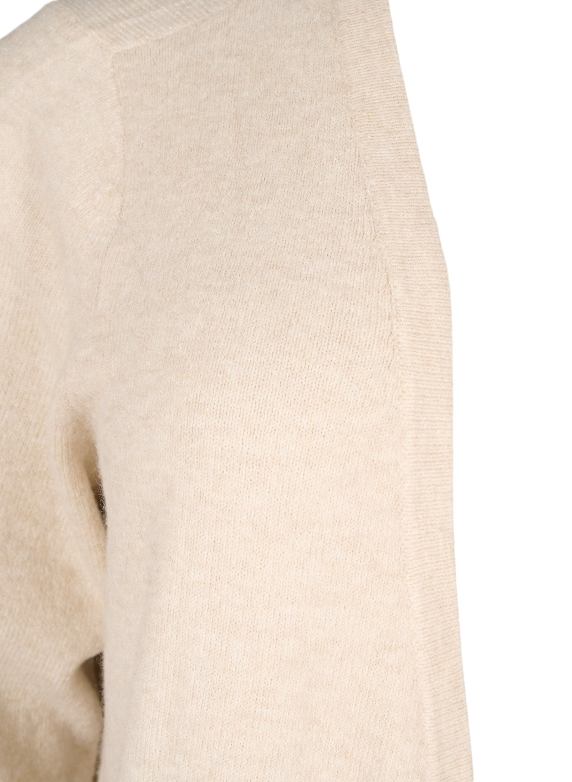 Zizzi Meleret strik cardigan med lommer, Beige, Packshot image number 2
