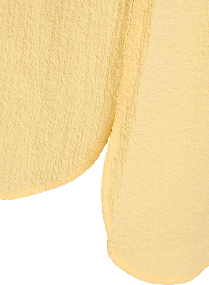 Kort kjole med kr&oslash;llet struktur og korte &aelig;rmer, Gul, Packshot image number 3