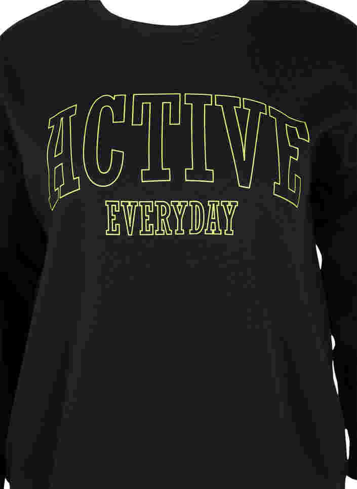 Sweatshirt med sporty tryk, Black, Packshot image number 2