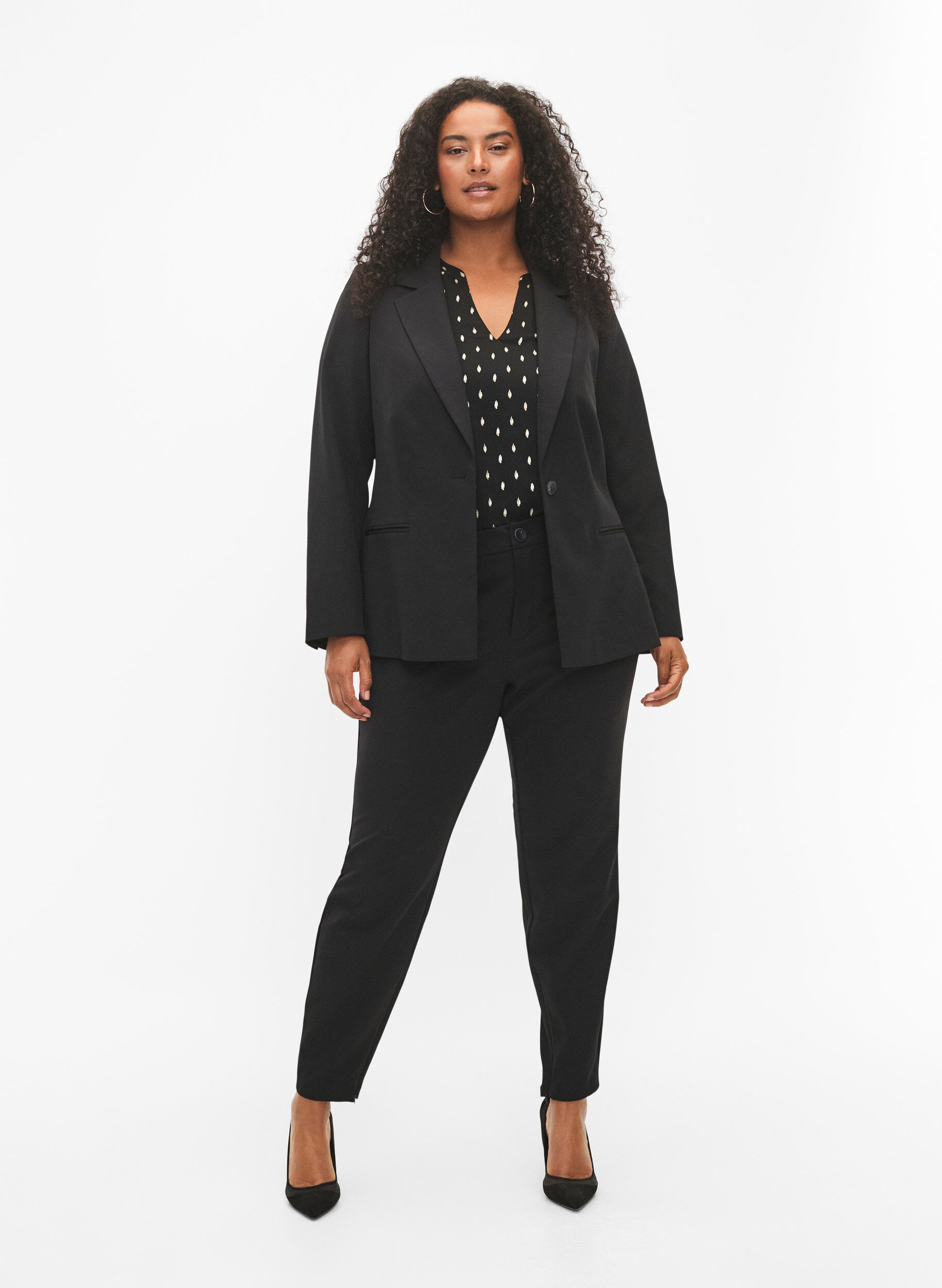 Zizzi Blazer med en enkelt knaplukning, Black, Model image number 2