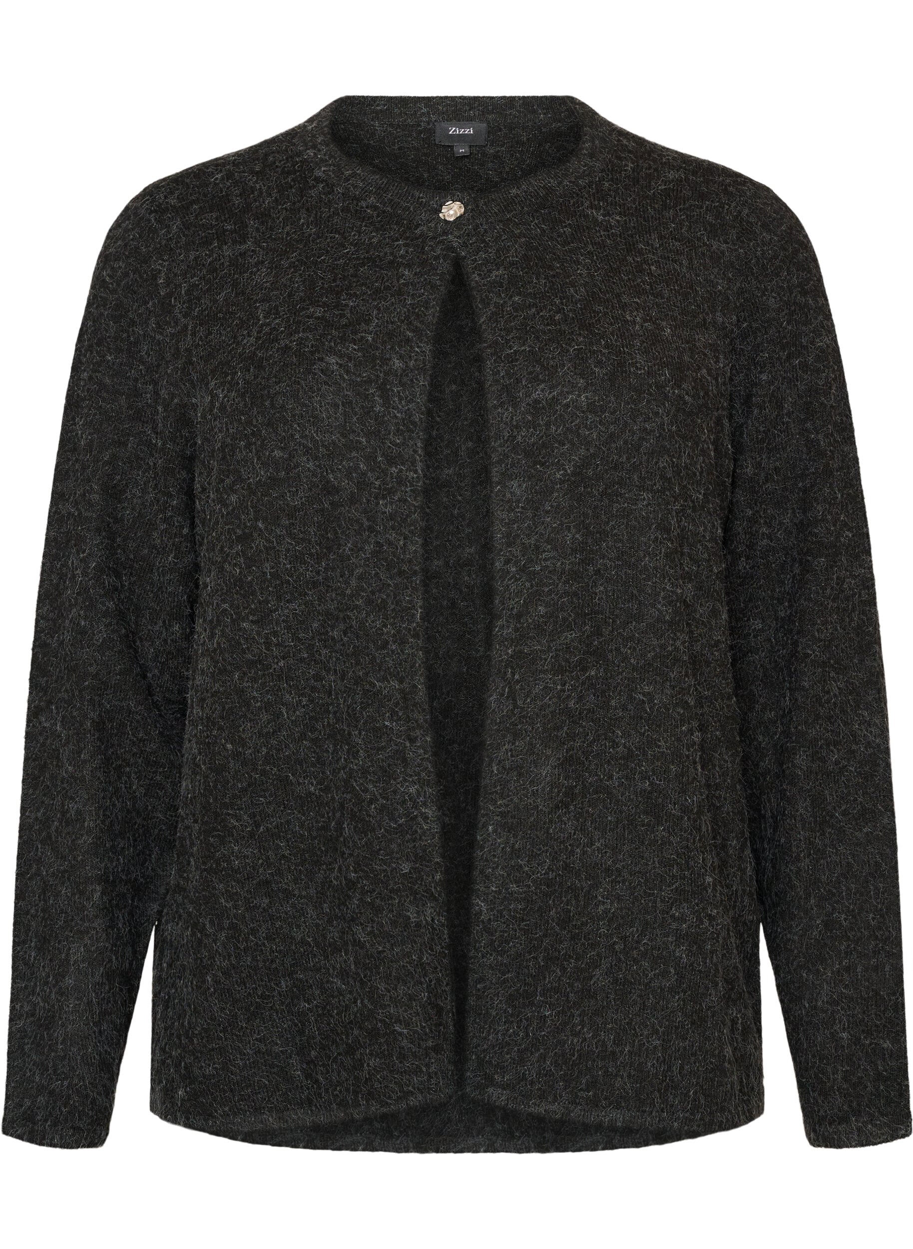 Cardigan i strik med rund hals og knaplukning