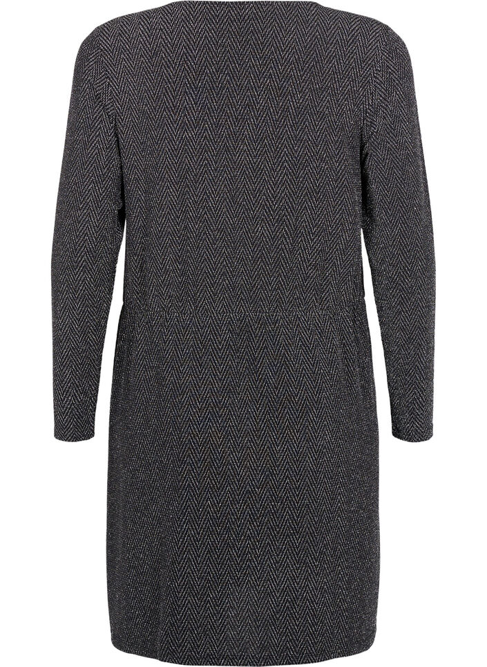 Glimmer kjole med zigzag mønster, Silver ZigZagShimmer, Packshot image number 1