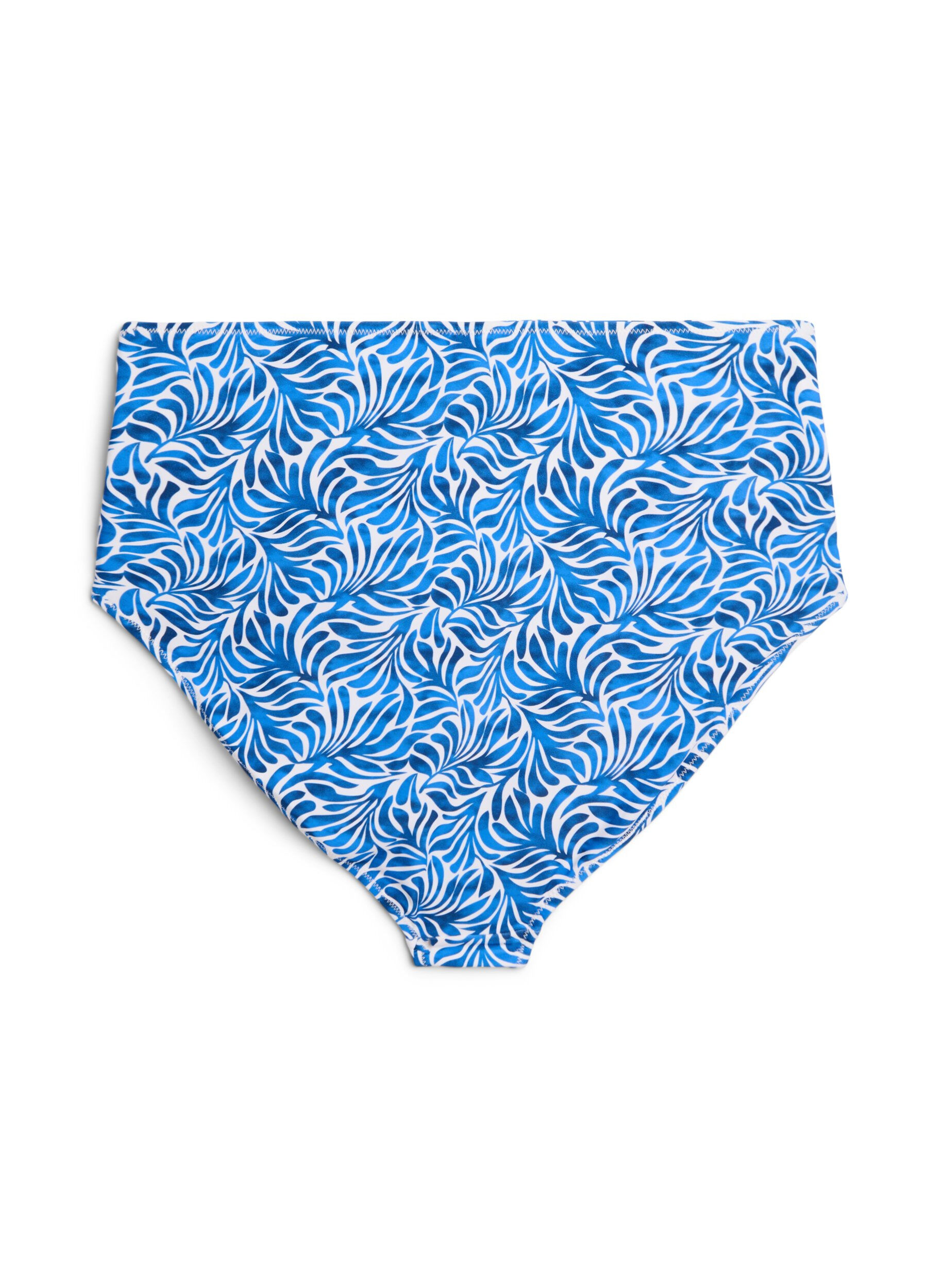 Zizzi Bikini trusse med print og h&oslash;j talje, Bl&aring;, Packshot image number 1
