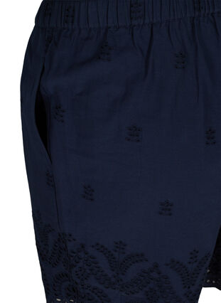 Bomulds shorts med lommer og broderi anglaise, Navy Blazer, Packshot image number 3