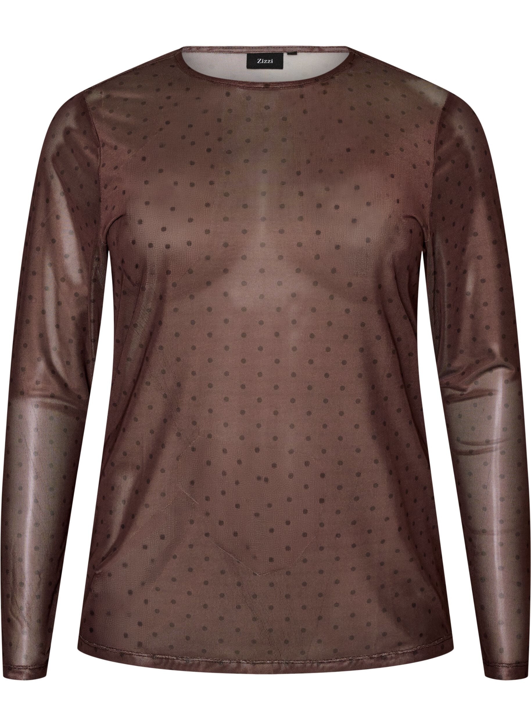 ZizziMeshbluse med print, Brun, Packshot image number 0