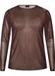 Meshbluse med print, Brun, Packshot image number 0