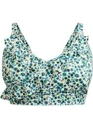 Bikini bh med print og flæsedetaljer, Grøn