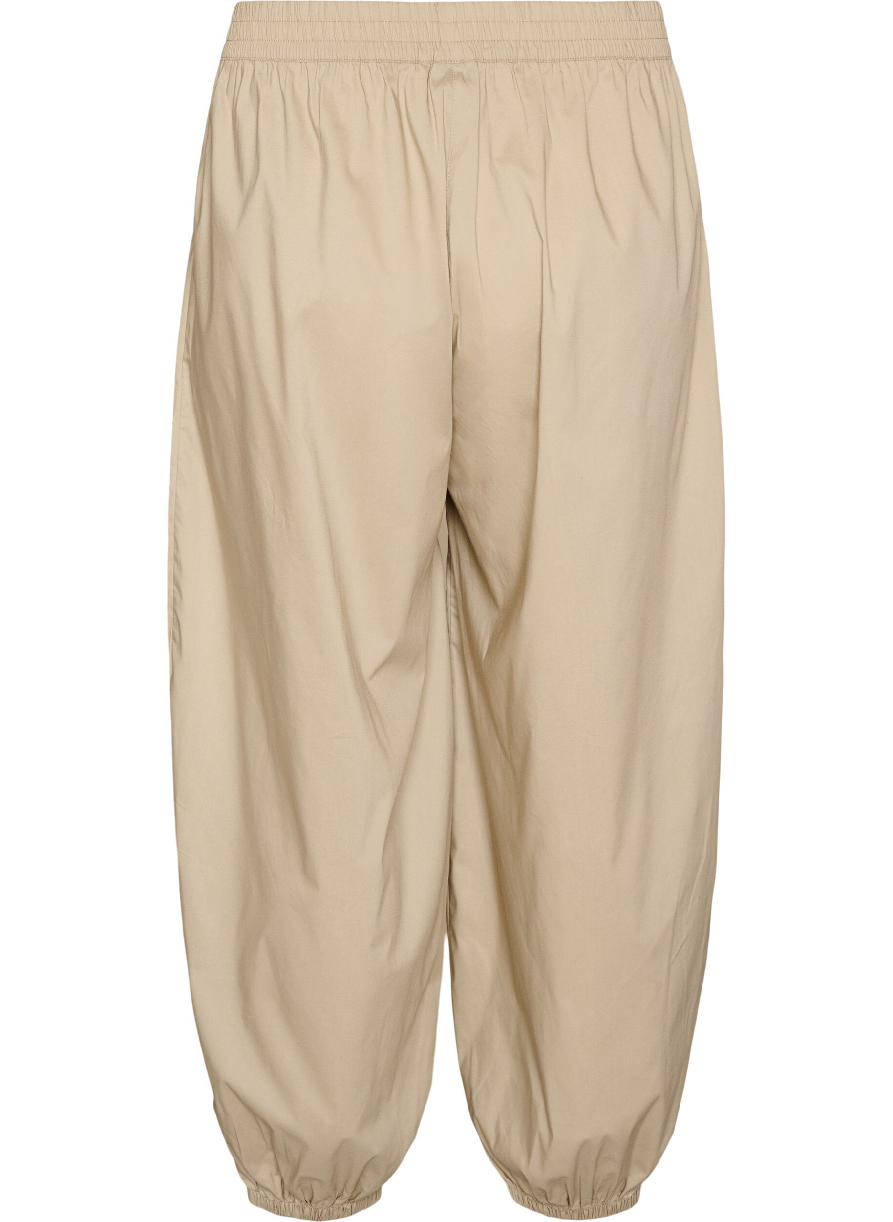 ZizziBallonbukser med lommer og elastisk linning, Beige, Packshot image number 1