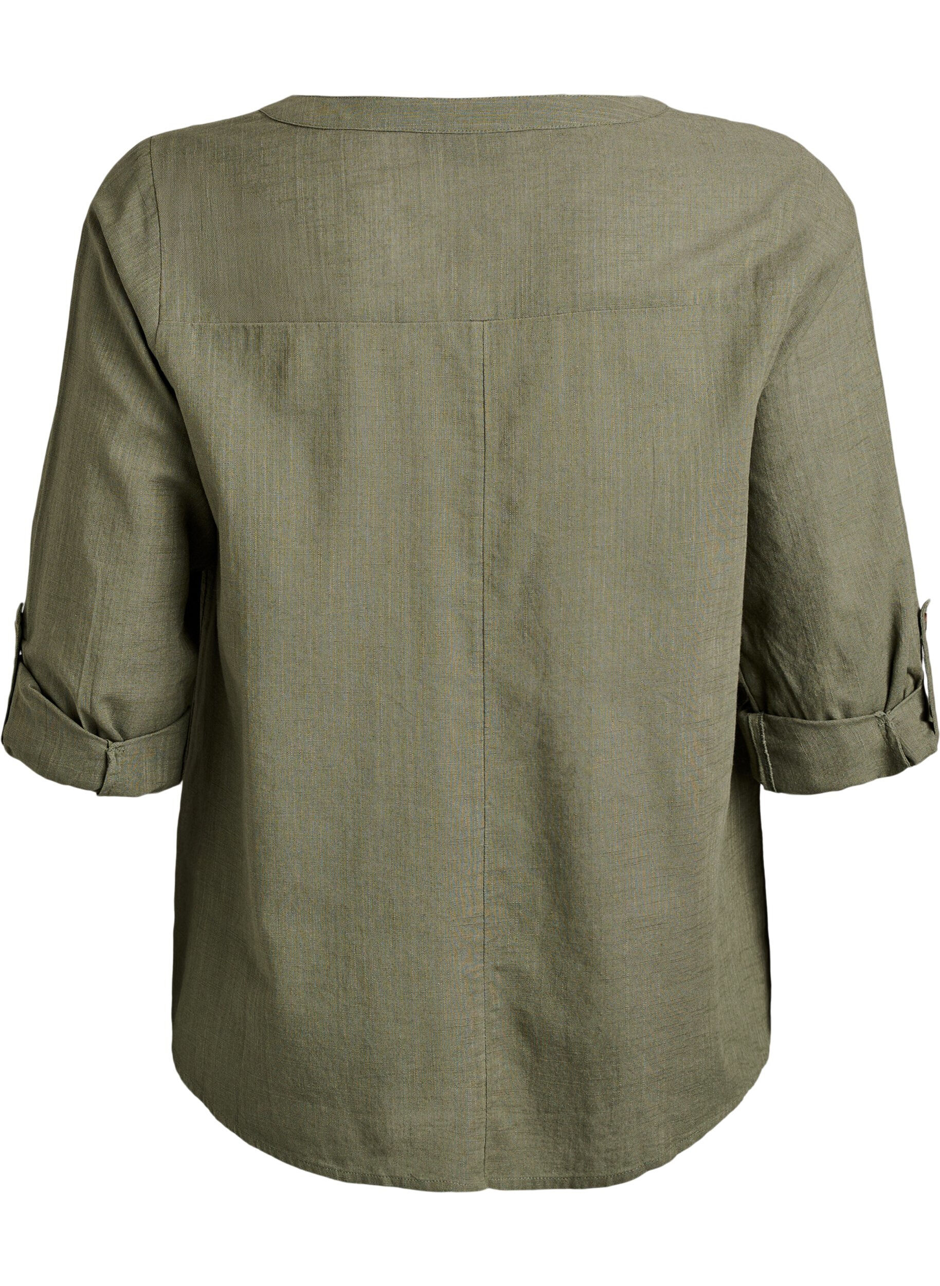 ZizziSkjortebluse i bomuld med V-udsk&aelig;ring, Gr&oslash;n, Packshot image number 1