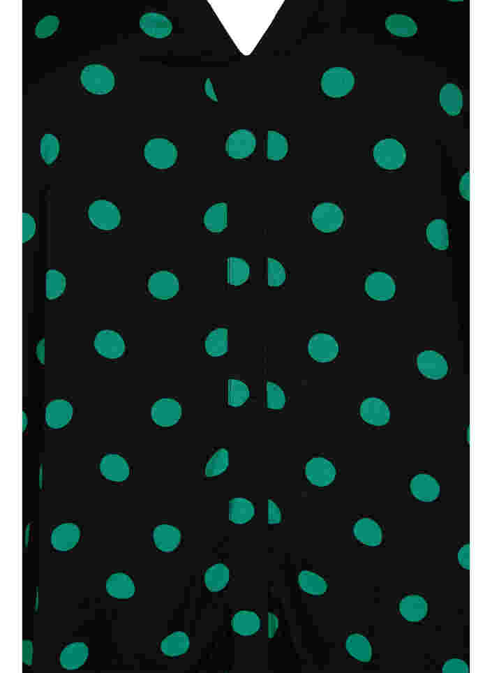 Viskose bluse med prikker, Black jol Green dot, Packshot image number 2
