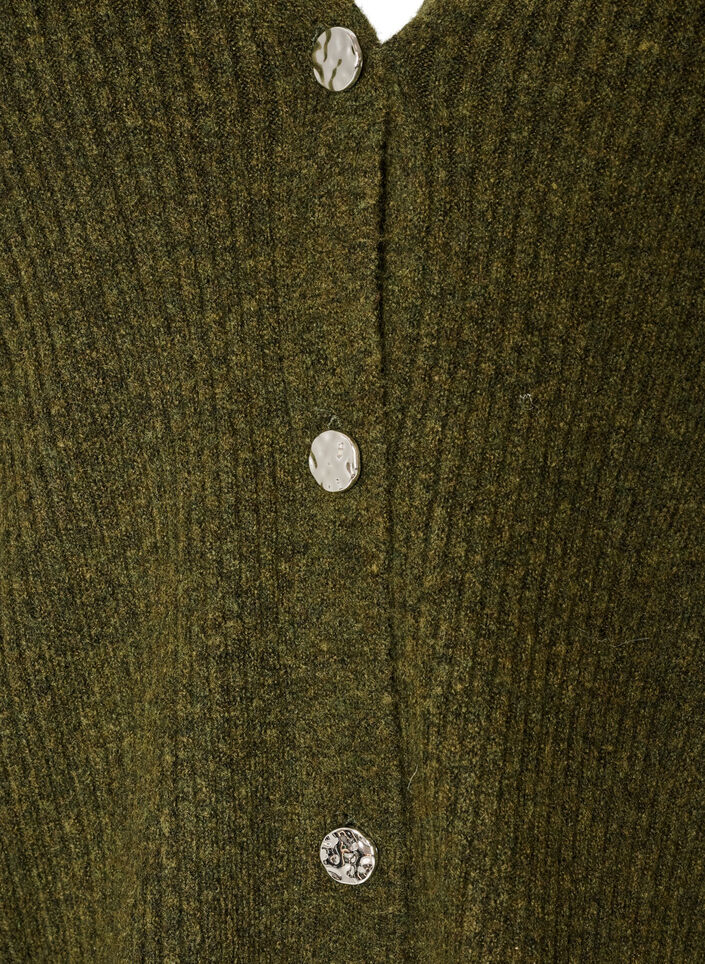 Cardigan med V-hals og ribstruktur, Gr&oslash;n, Packshot image number 2