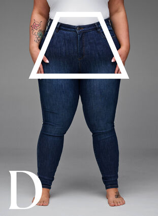 Super slim jeans med høj talje, Dark Blue, Model image number 3