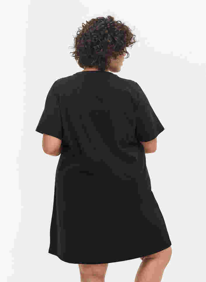 Ensfarvet t-shirt natkjole i bomuld, Black, Model image number 1