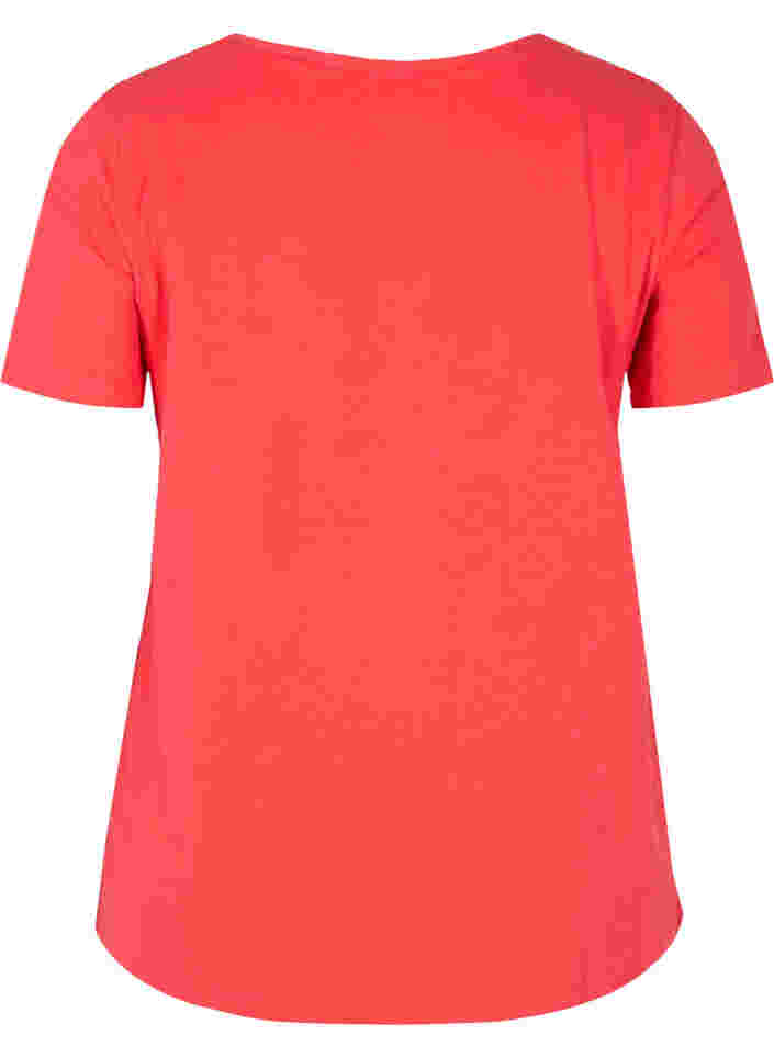 Ensfarvet basis t-shirt i bomuld, Hibiscus, Packshot image number 1