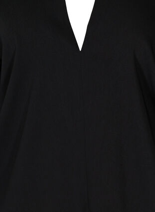 Langærmet tunika med v-udskæring, Black, Packshot image number 2