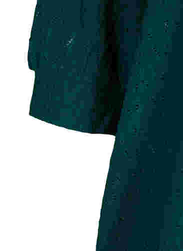 Bluse med 3/4 ærmer og strukturmønster, Deep Teal, Packshot image number 3