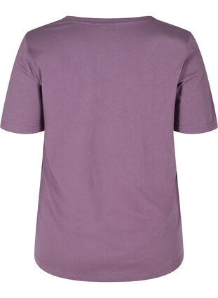 T-shirt i økologisk bomuld med v-udskæring, Vintage Violet, Packshot image number 1