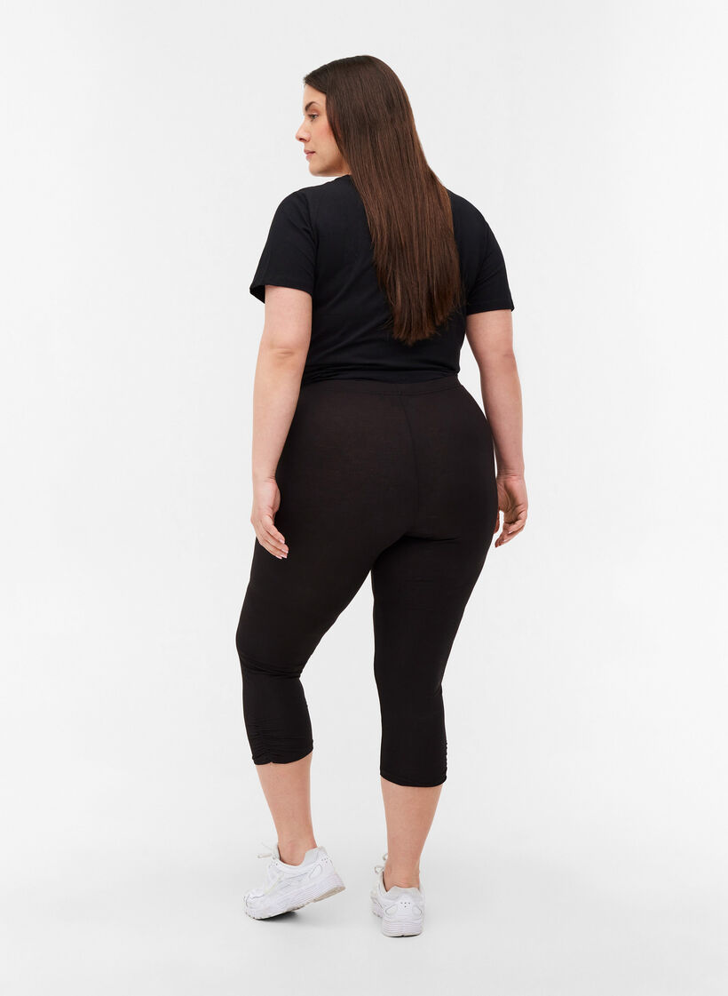 Basis 3/4 leggings med rynkedetalje , Black, Model image number 1