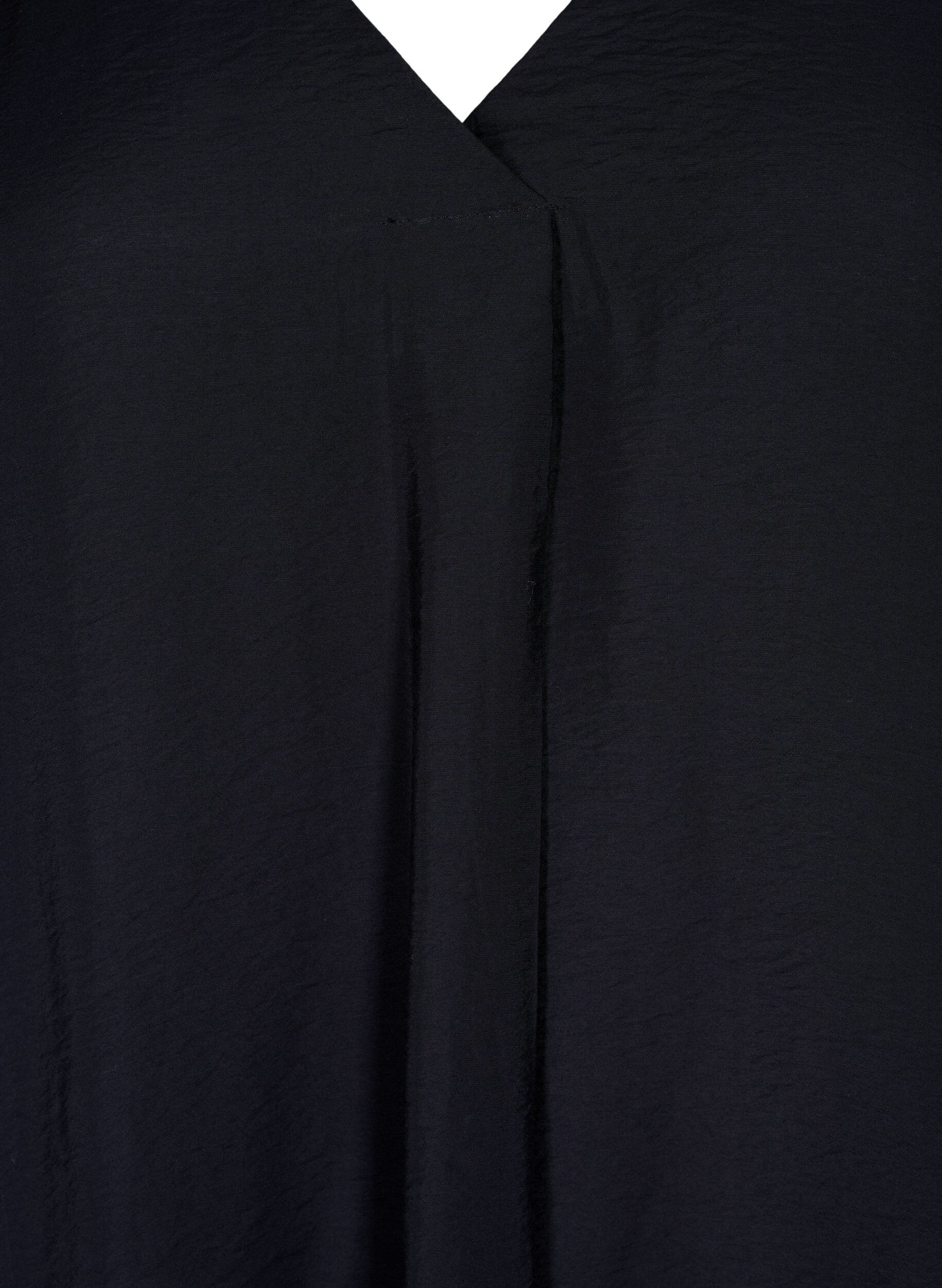 ZizziV-hals kjole i viskose, Sort, Packshot image number 2